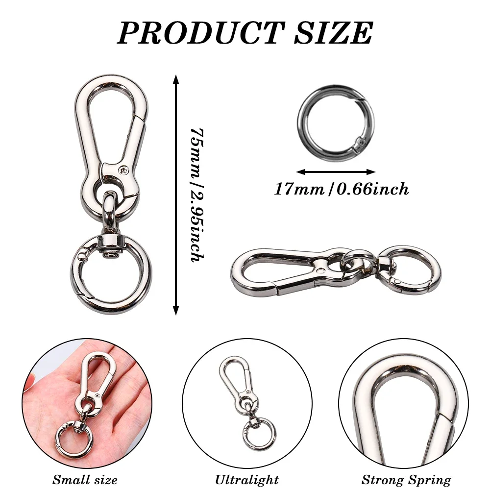 1pc Metal Swivel Snap Hook Climbing Car Keychain for Leather Craft Belt Strap Webbing Key Chain Hooks Vintage O Ring Key Ring