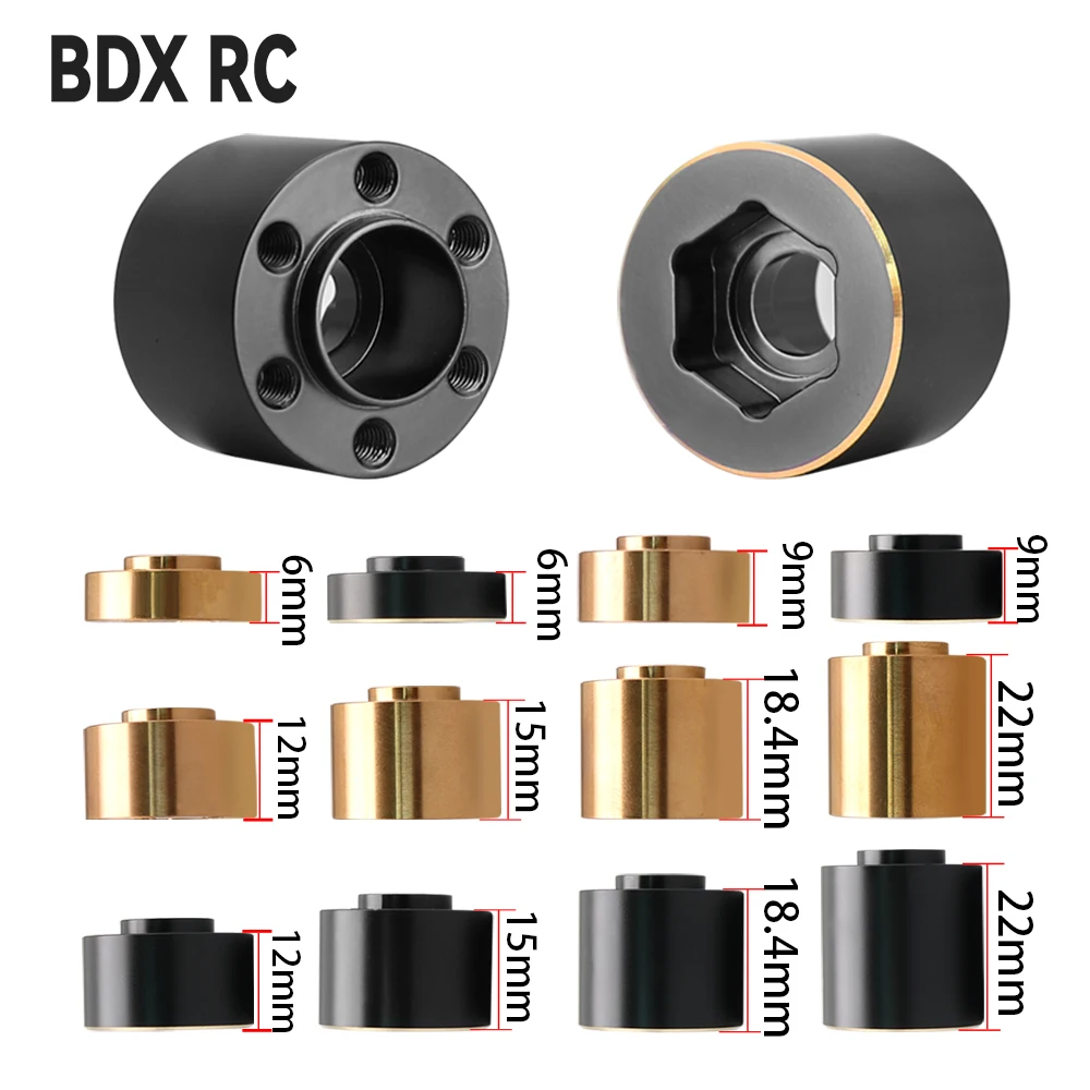 Adaptador ancho de cubo hexagonal de rueda de latón, contrapeso Axial SCX10 TRX4, para 1/10 RC Crawler 1,9, 2,2 pulgadas, llanta de rueda, 12mm