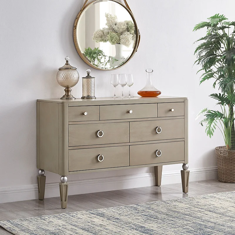 light luxury solid wood seven-chest cabinet storage bedroom locker Nordic side living room entrance