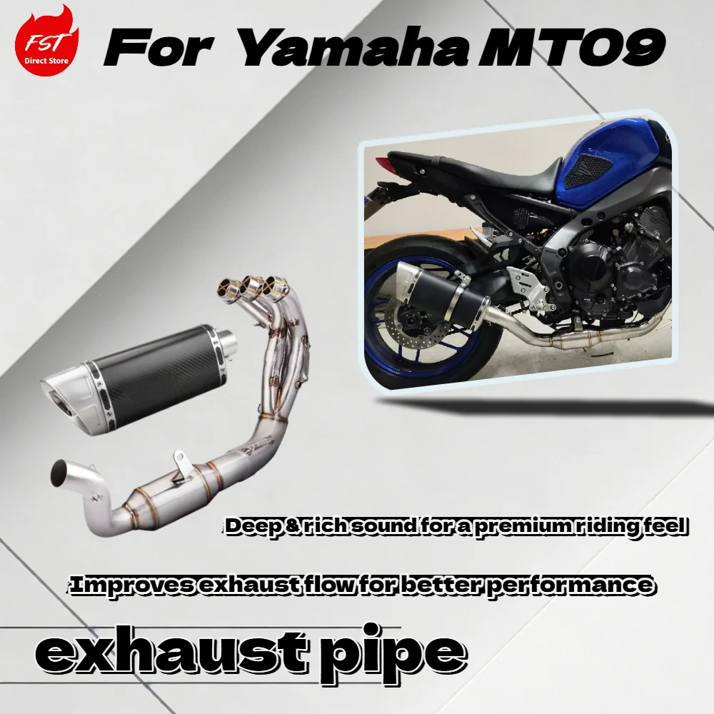 

For Yamaha MT09 21-24, Full System Carbon Fiber Exhaust Pipe, Lightweight Performance Muffler