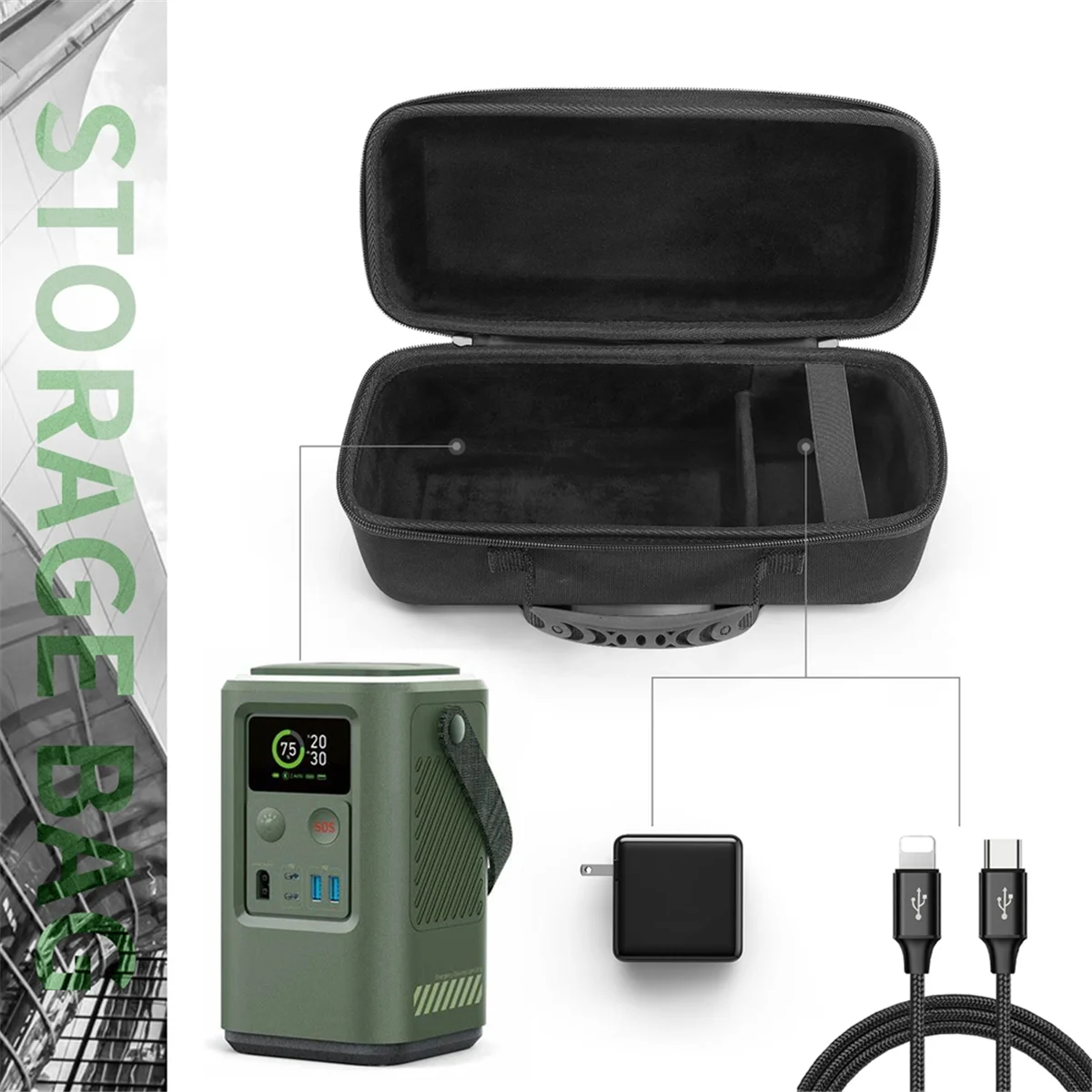 パワーバンク収納バッグ ハード収納バッグ 737 Prime パワーバンク用 60,000mAh パワーバンク保護トラベルケース キャリングバッグ