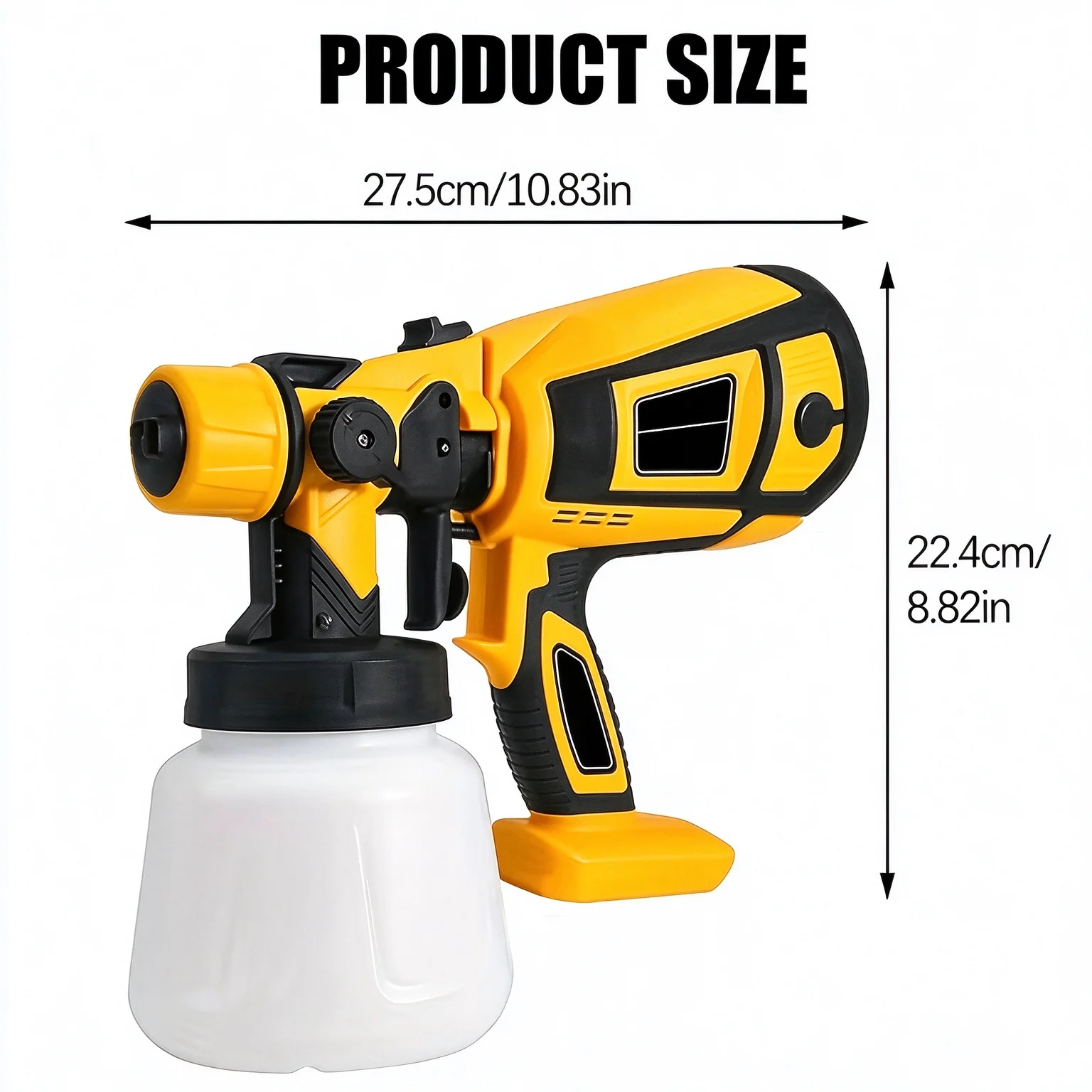 Cordless HVLP Paint Sprayer Compatible with Dewalt 18V Battery, 3 Copper Nozzles & 3 Spray Patterns, Electric Spray Gun for Fences, Sheds, Walls, Ceilings, Cabinets and Doors (Battery Not Included)