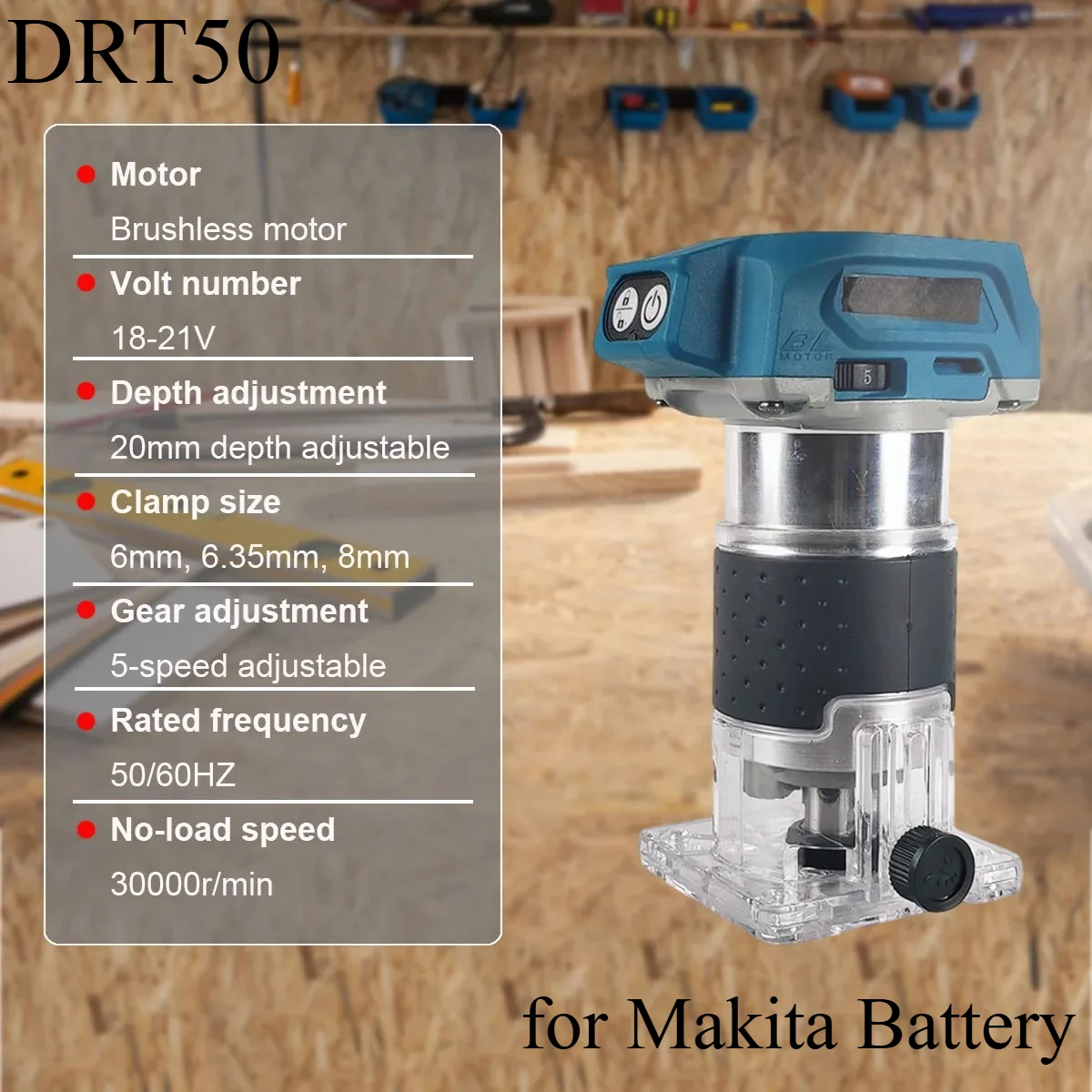 

Brushless Electric Trimmer 5-speed Trimming Woodworking Machine Wood Router Milling Engraving Slotting For Makita 18V Battery