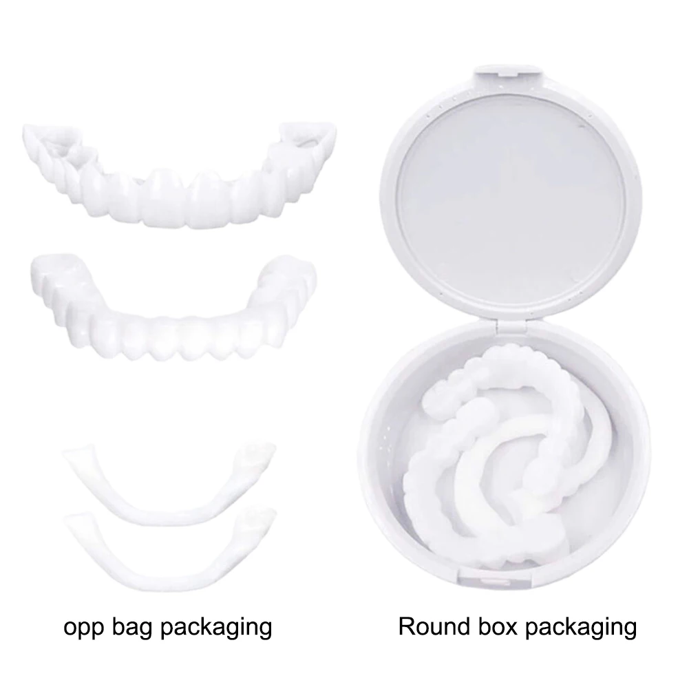 Perfect Fit Teeth Whitening Fake Tooth Cover Snap Cap Silicone Upper/Lower Jaw Denture False Teeth Veneer Regain Confident Smile