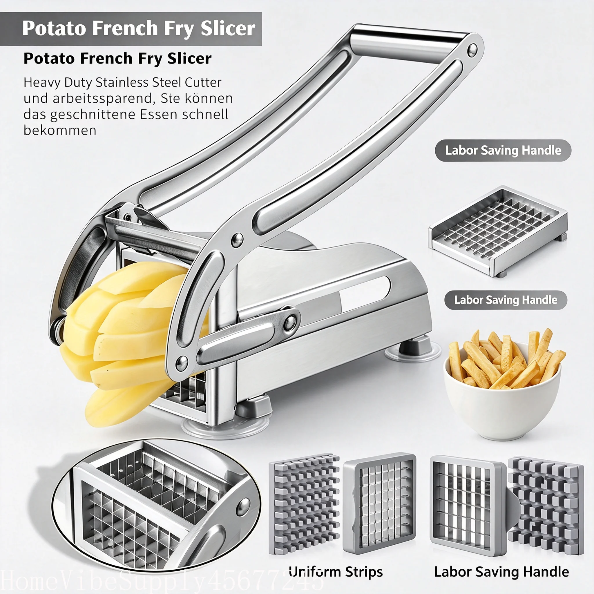 Stainless Steel Vegetable Cutter French Fry Cutter, Potato Slicer, Onion Chopper, Food Chopper, Fruit Cutter, French Fry Chopper, Vegetable Chopper, Chop Potatoes Carrots Cucumbers, Kitchen Supplies Kitchen Gadgets Kitchen Additions