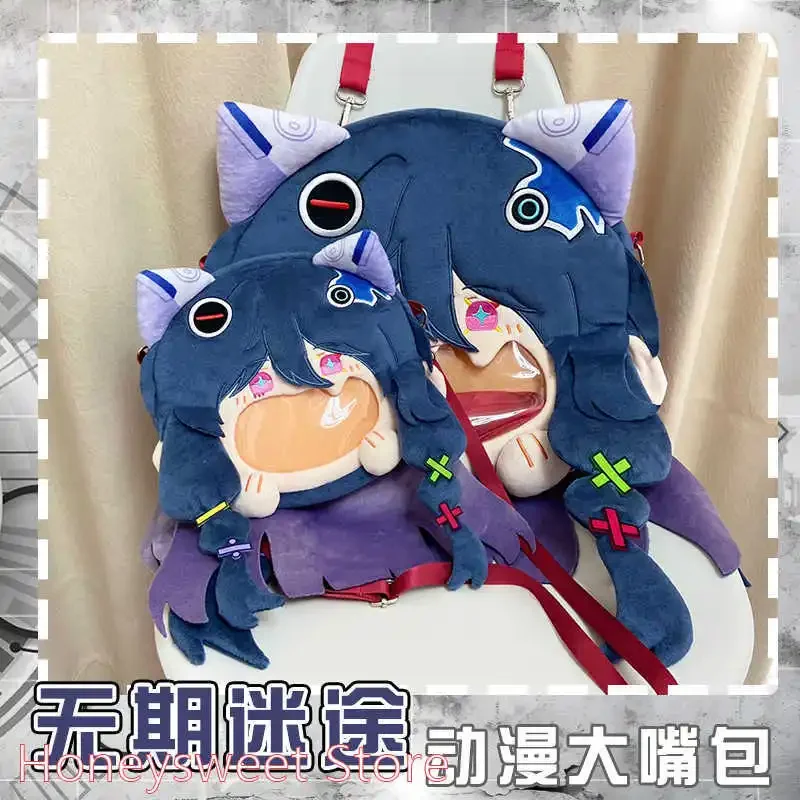 Anime Game Path to Nowhere 000 Cosplay Transparent Zipper Big Mouth itabag Plush Doll Backpack Messenger Bags Plush Shoulder Bag