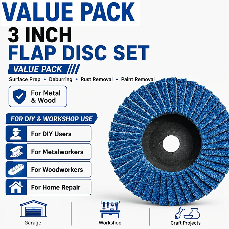 10PCS 60‑grit 3in/75mm flap discs for mini angle grinder, for grinding and rust removal of metal and stainless steel