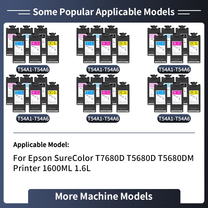 خرطوشة حبر متوافقة 1600 مللي 1.6L T54A1 T54A6 لحزمة حبر الطابعة Epson SureColor T7680D T5680D T5680DM مع شريحة لمرة واحدة