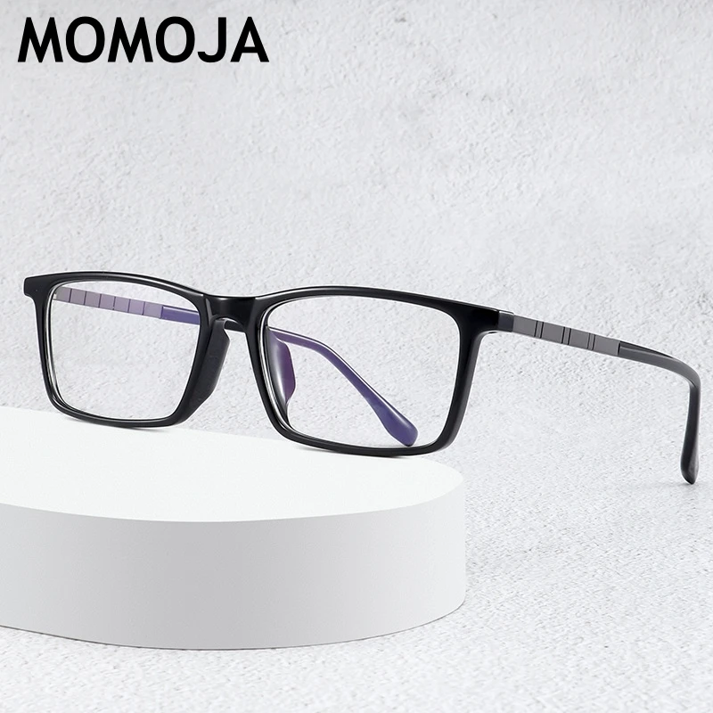 MOMOJA New Ultra Light Business Leisure TR+Pure Titanium Square Women's Eyeglass Frame Men's Optical Glasses Frame 8608