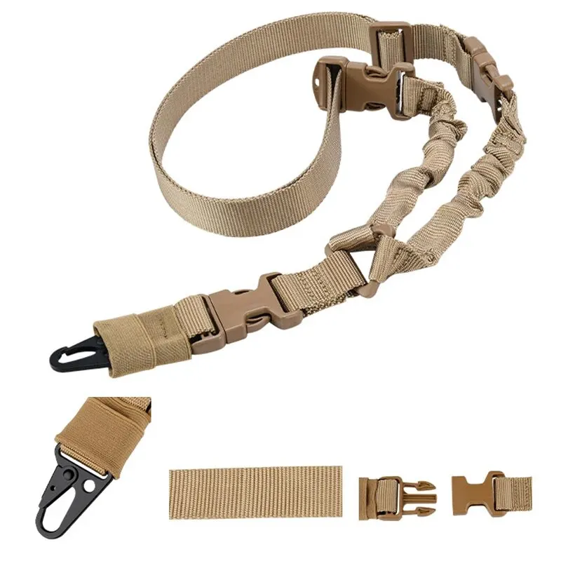 A Nylon Tactical Single-Point Sling With A Quick-Adjust Buckle, Suitable For Hunting And Outdoor Activities.