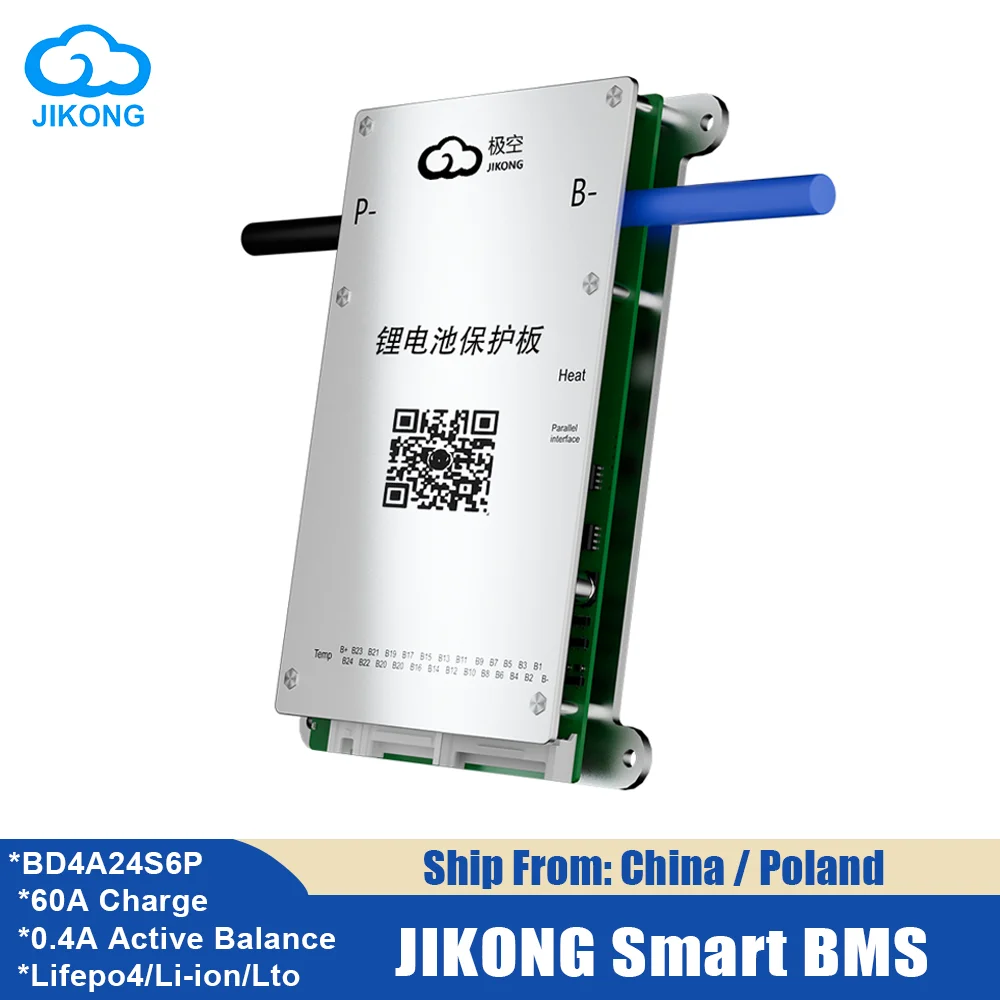 JIKONG BD4A24S6P Smart BMS 8S-24S 60A Li-Ion LiFePo4 LTO BMS 18650 Batteries Smart Active BMS UPS JKBMS