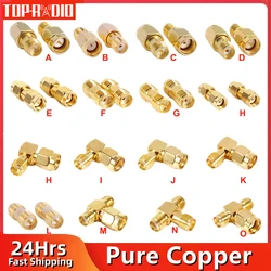 1pc SMA To SMA Adapter SMA Male Jack to RP SMA Female Plug RF Connector Copper Gold Plated SMA Spliter Converters Right Angle
