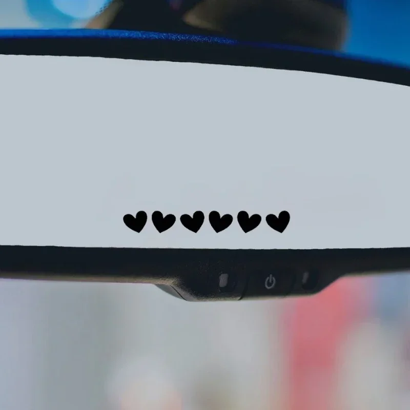 2PCS Waterproof Six Small Hearts Vinyl Sticker Decals, Multi-scene Cute Decor Accessories for Car Mirror, Sun Visor & Laptop
