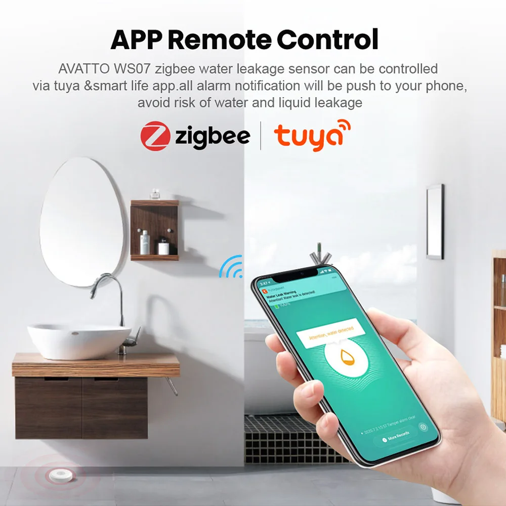 MIUCDA-Smart Water Leak Sensor, Monitor Remoto, Overflow Alarm, Segurança App, Trabalhar com Alexa, Google Home, Tuya, ZigBee