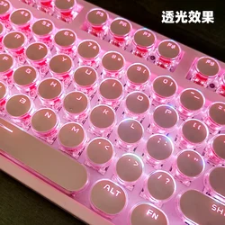 Retro Pink Round Crystal Keycaps Purple Transparent Mechanical Keycap Custom PBT Point Keycaps for87/104/108 Small Complete Set