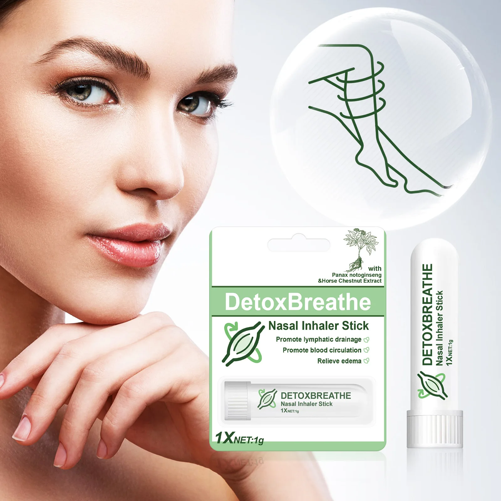 

Natural Plant-based Nasal Passage Inhalation Stick Relieves Nasal Congestion, Soothes Breathing, and Provides Nose Care Tools