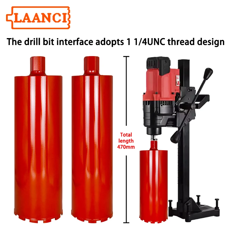 

LAANCI Diamond Core Drill Bit Total Length 470mm 1 1/4UNC Thread for Reinforced Concrete Drill 25-230mm Punching hole drilling