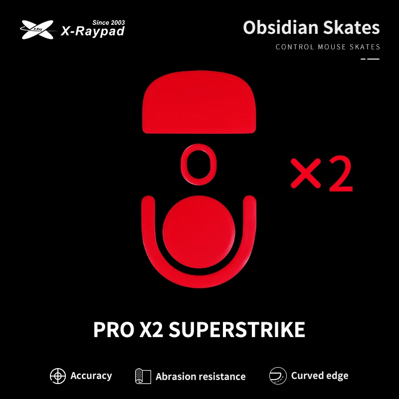 X-Raypad Obsidian Control Mouse Skates For G Pro X Superlight 2 GPX2 Skates or X2 SUPERSTRIKE Mice Glide Feet Mouse Skate