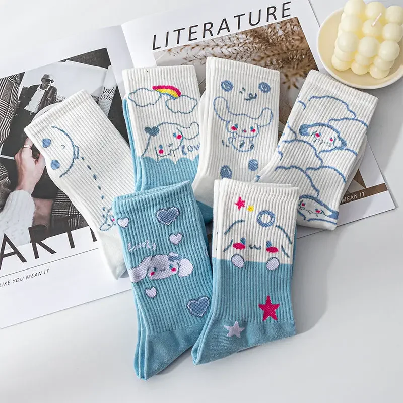 Sanrio Cinnamoroll My melody anime peripheral cute kawaii trendy Japanese blue girly style long mid-calf autumn and winter socks