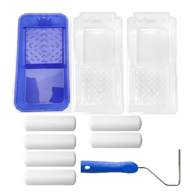 

A74E-Paint Tray Set 4In Mini Rollers, Disposable Pan Liners, Small Paint Tray& Ergonomic Handle- Ideal Kit