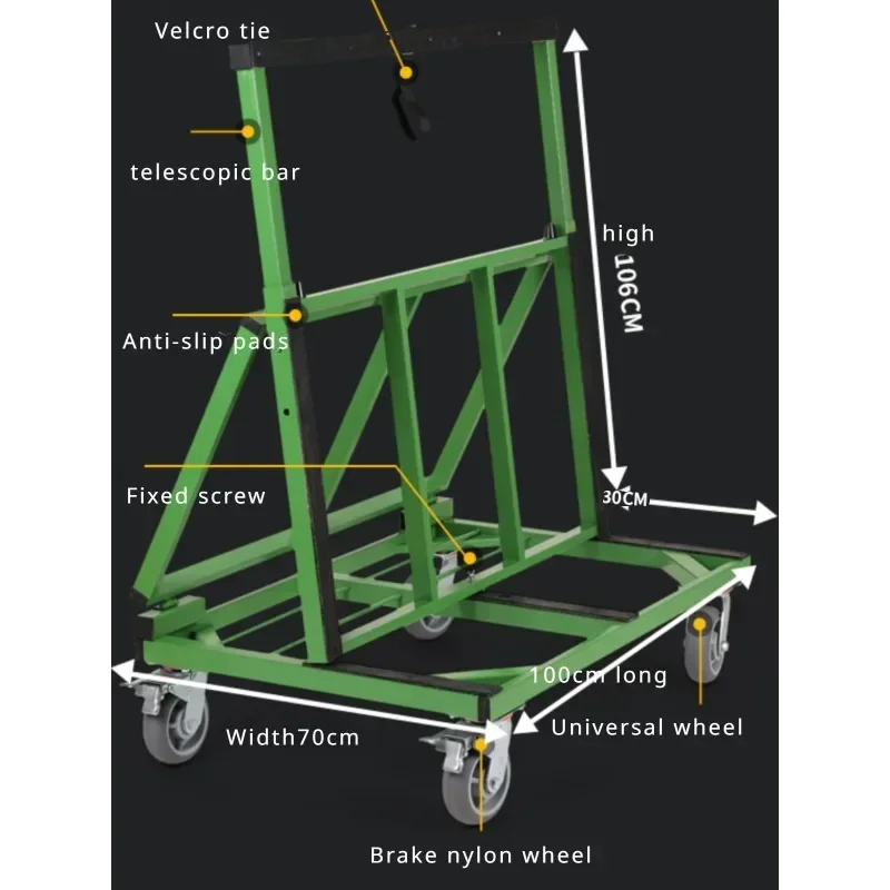 Yichen folding retractable door and window tile glass trolley heavy-duty silent universal wheel transportation material artifact