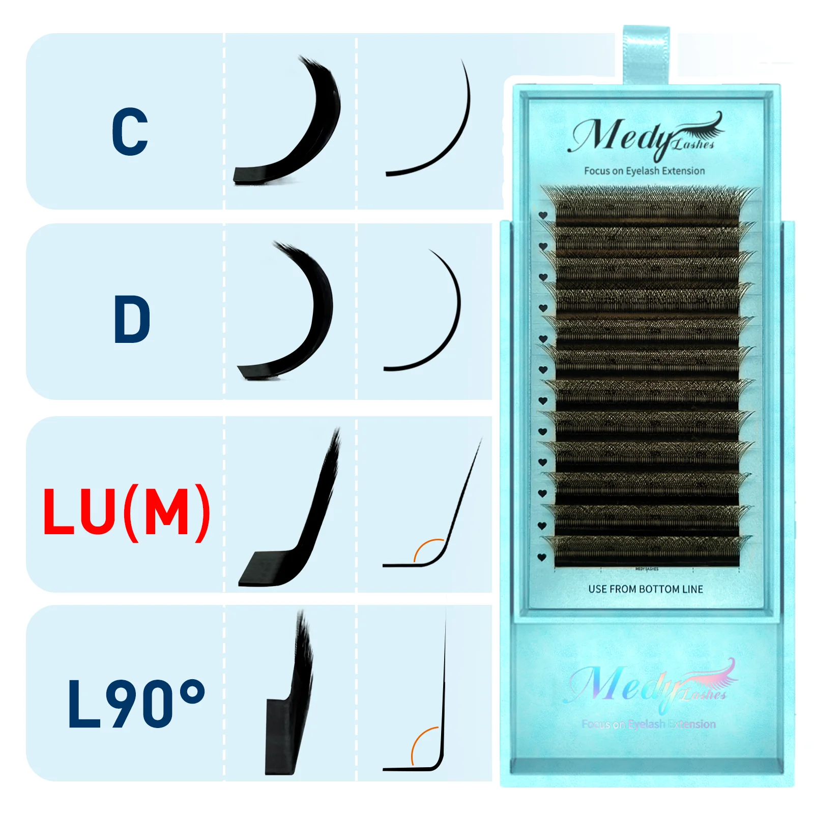 Medylashes 5D W Forma Estensione ciglia marroni C/D Curl 5D W Ventole di volume preconfezionate Ciglia morbide in finta seta