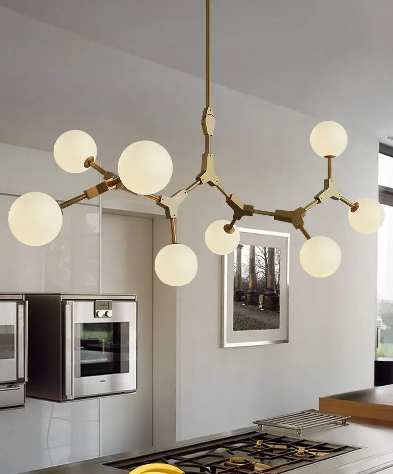 Nordic creative Glass ball chandelier Modern minimalist  dining table Bar LED hanging lamp living room molecular pendant lamps