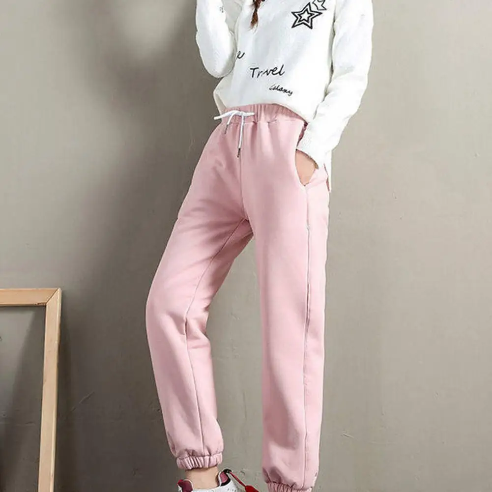 Thicken Women Harem Pants Autumn Winter Sports Pants Cashmere Sports Sweatpants Drawstring Plush Lining Ankle Tied Women Pants