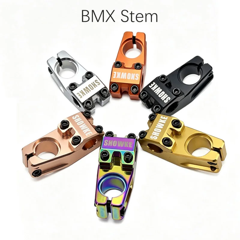 BMX Stem – Total Length: 102mm; Material: 6061 Aluminum Alloy; Colors: Champagne, Silver, Black, Gold, Orange, Rainbow.