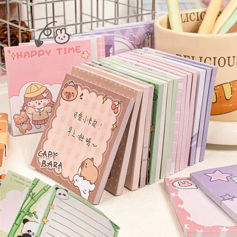 Self-Adhesive Capybara Memo Pads Tearable Ins style Sticky Notes Cartoon for Journaling, Messages Reminders