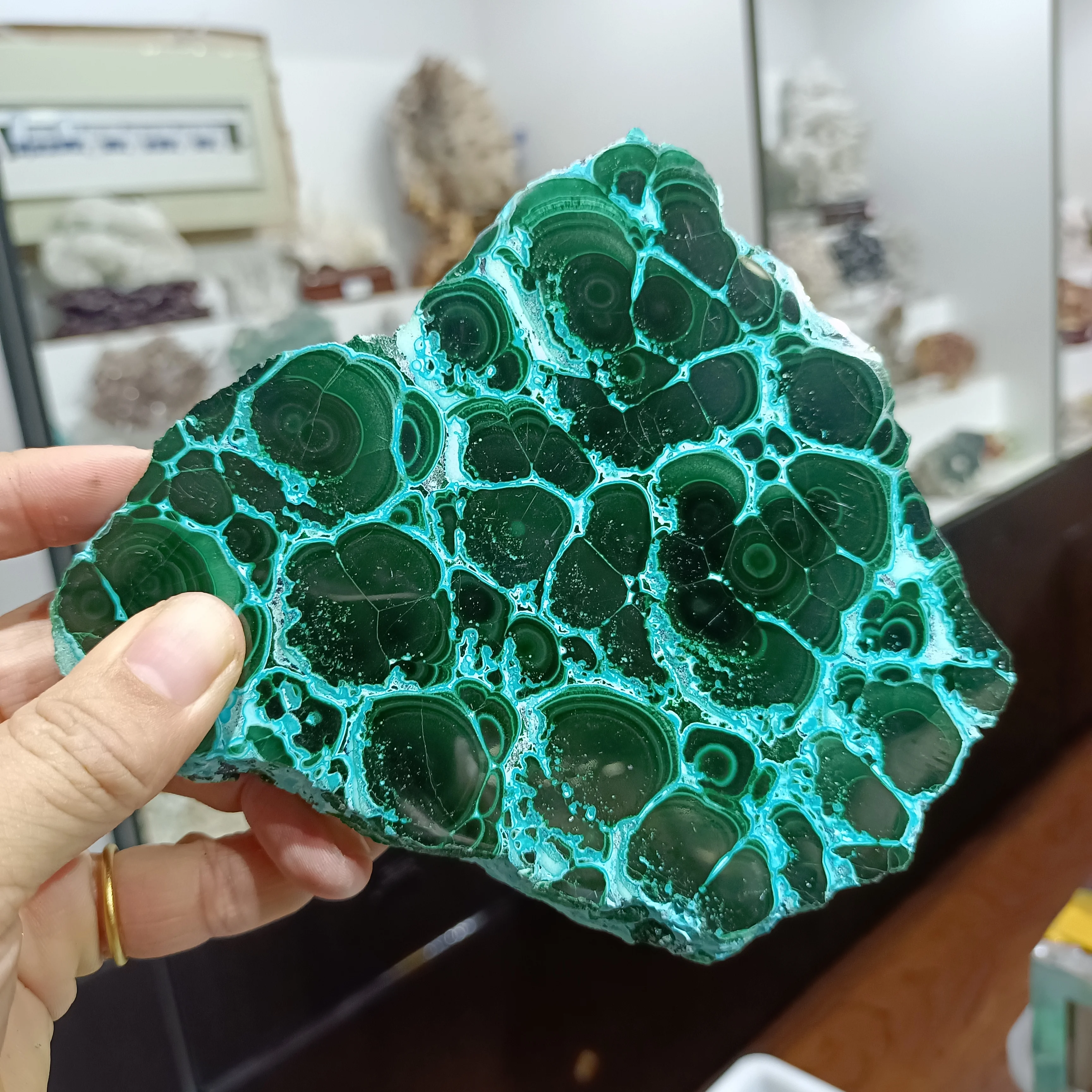 Magical Natural GUI Malachite Slice, Quartz Crystal Ore Slice, Mineral Reiki Healing Stone, Home Office Degaussing Decoration