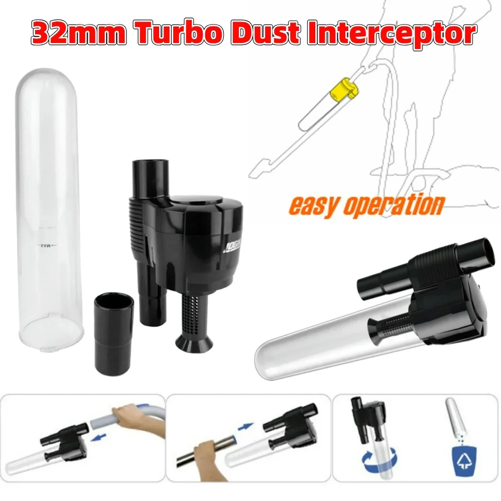 32mm Turbo Dust Interceptor External Cyclone Barrel Filter Vacuum Bag Cyclonic Separator Collector Vacuum Cleaner Accessories