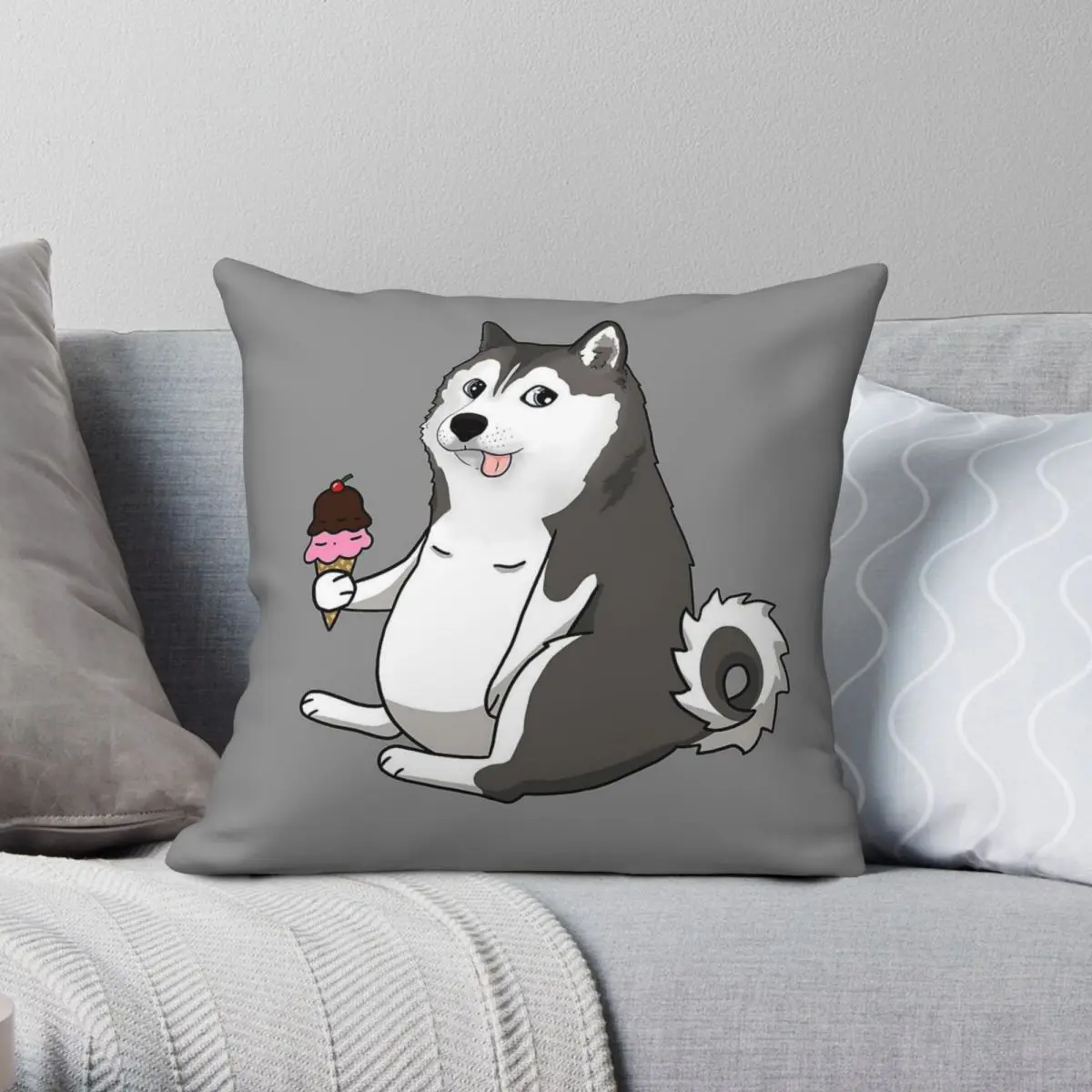 Fat Husky Doge Meme Pillowcase Polyester Linen Velvet Creative Zip Decorative Pillow Case Room Cushion Case