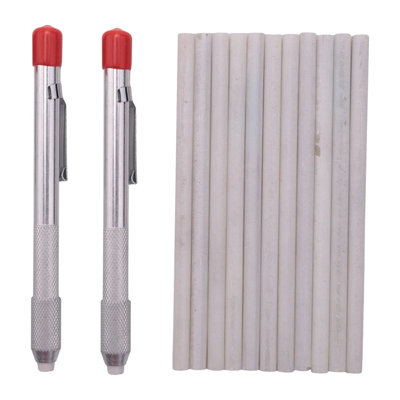 

2 Pcs Soapstone Holders Round Soapstone Marker Soapstone Pen With 12 Pcs Refills For Welding Tools And Markers Removable