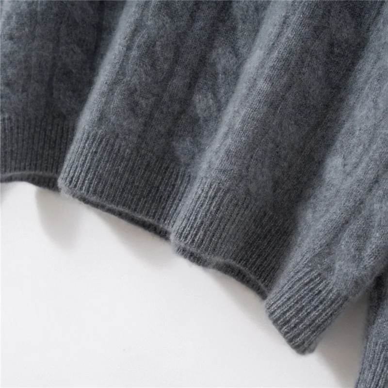 ADDONEE Sweter Pullover Leher-o Kasmir 100% Wanita Rajutan Kabel Pakaian Rajut Kasmir Gaya Sederhana Atasan Pakaian Musim Gugur Musim Dingin