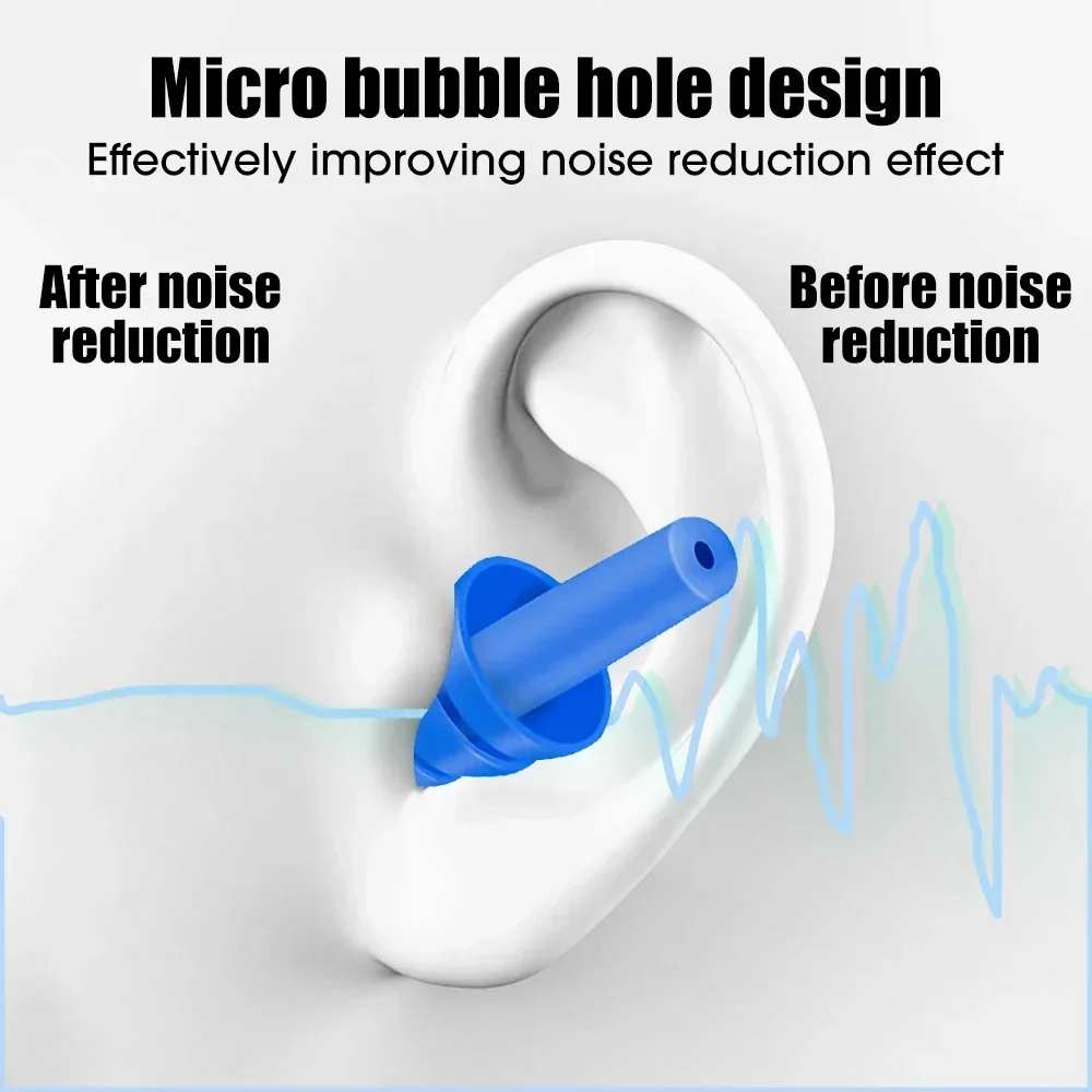 Reusable Waterproof Soft Silicone Earplugs Noise Reduction Sleeping Ear Plugs with Storage Box for Swimming Surfing Snorkeling