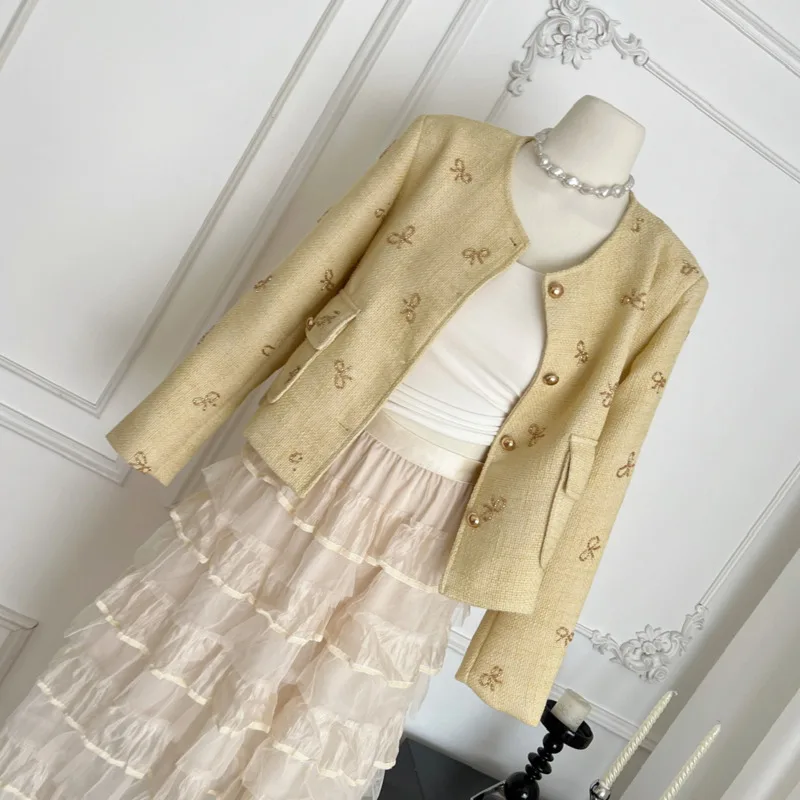 الراقية الفرنسية الفاخرة المدرج عطر صغير تويد سترة معطف المرأة موضة المقلية الشارع معاطف قصيرة ملابس خارجية أنيقة حلوة