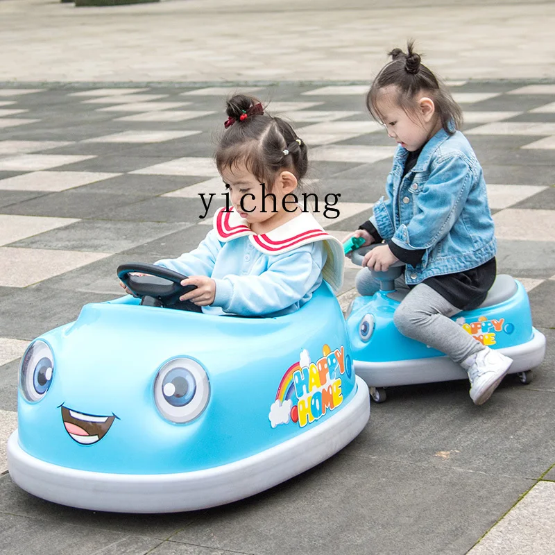 Tqh-coche eléctrico con Control remoto para niños, coche de juguete de cuatro ruedas para bebé, motocicleta de empuje, parachoques portátil para niños