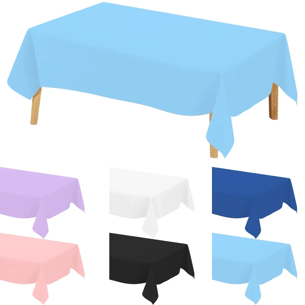 

1/5 Pcs Multi Solid Color Disposable Plastic Tablecloth 137×183cm Rectangle Table Cover for Birthday Wedding Events Party Decor