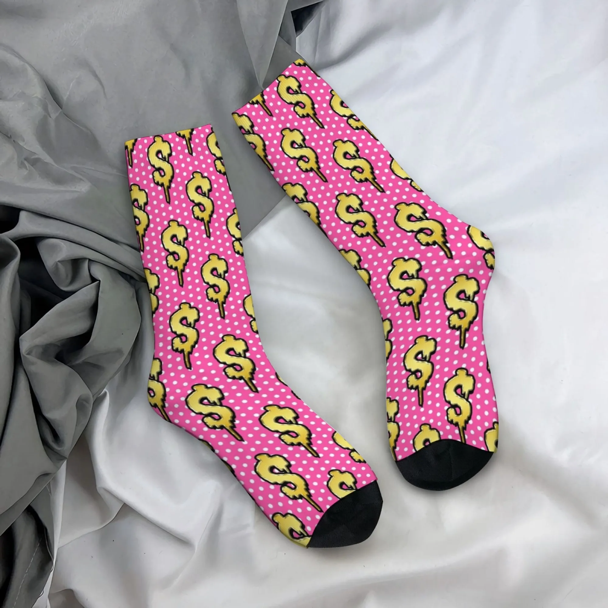 

Harajuku retro American-style nouveau riche dollar sign printed men's socks, novel street trend comic book style casual socks