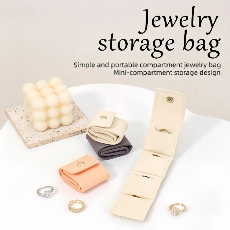 1pcs Portable jewelry storage bag ring storage bag travel earrings  storage bag necklace bracelet folding storage roll bag.