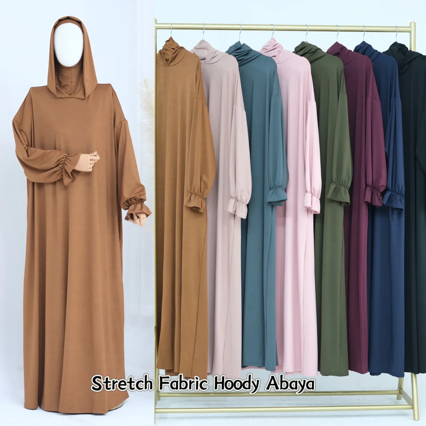 

Eid Djellaba Hooded Abaya Muslim Women Long Dress Dubai Kaftan Islam Clothing Arab Robe Caftan Marocain Femme Vestidos Jalabiya