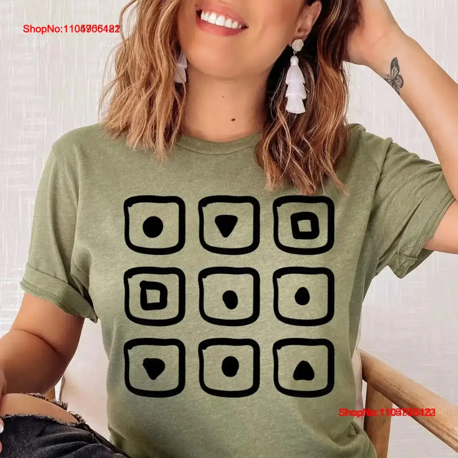 Abstract Squares T Shirt Boho Minimalist Modern Tribal Print Shapes Artsy Hand Drawn vintage Washed Slightly homme graphic