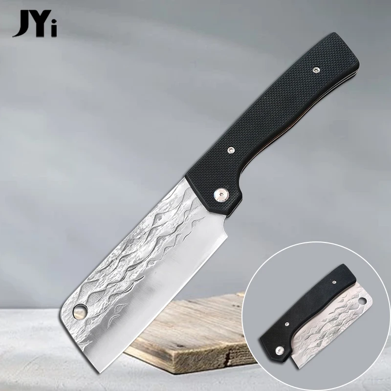 

Forged Stainless Steel Folding Knife with G10 Handle Kitchen Chef Meat Cleaver Portable Barbecue Fishing Cutting Tools