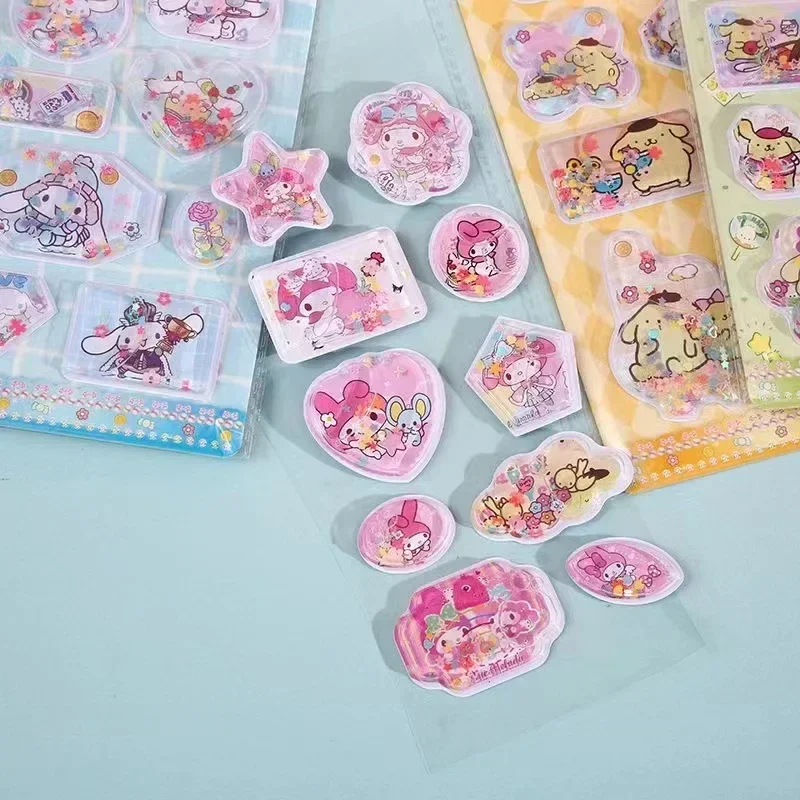 8pcs 3D Sanrio Cartoon Children Water Injection Shake Music DIY Creative Decorative Stickers