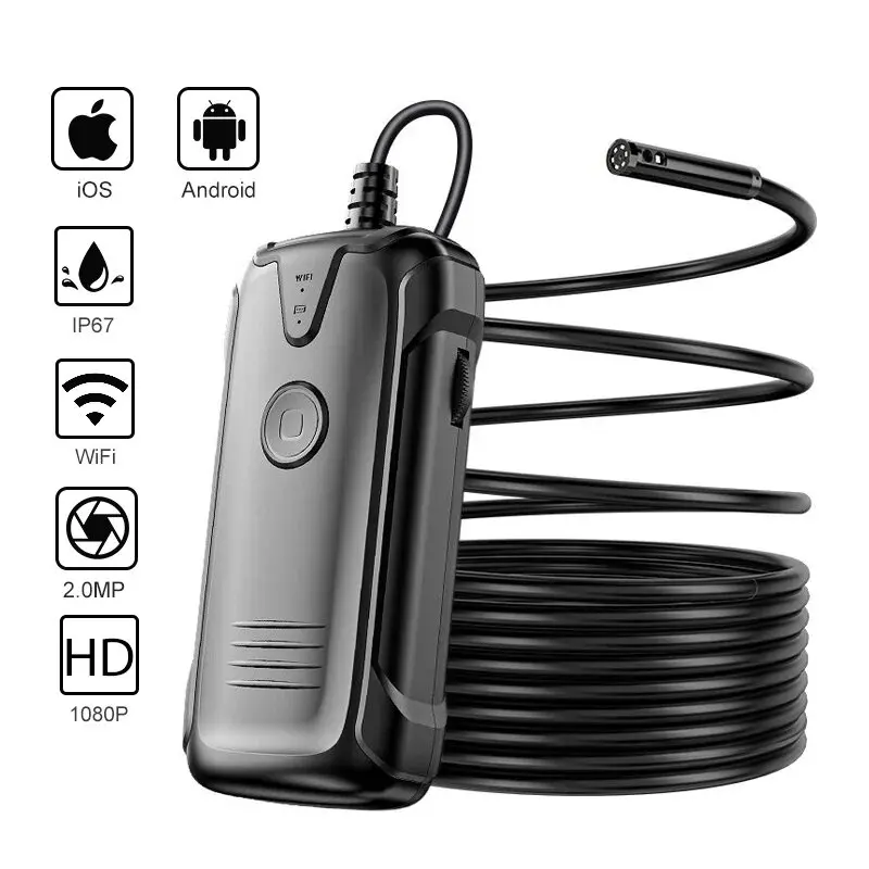 Wireless Endoscope for Automotive Inspection Semi-Rigid Flexible Waterproof Single & Dual WiFi Borescope Camera For Android IOS