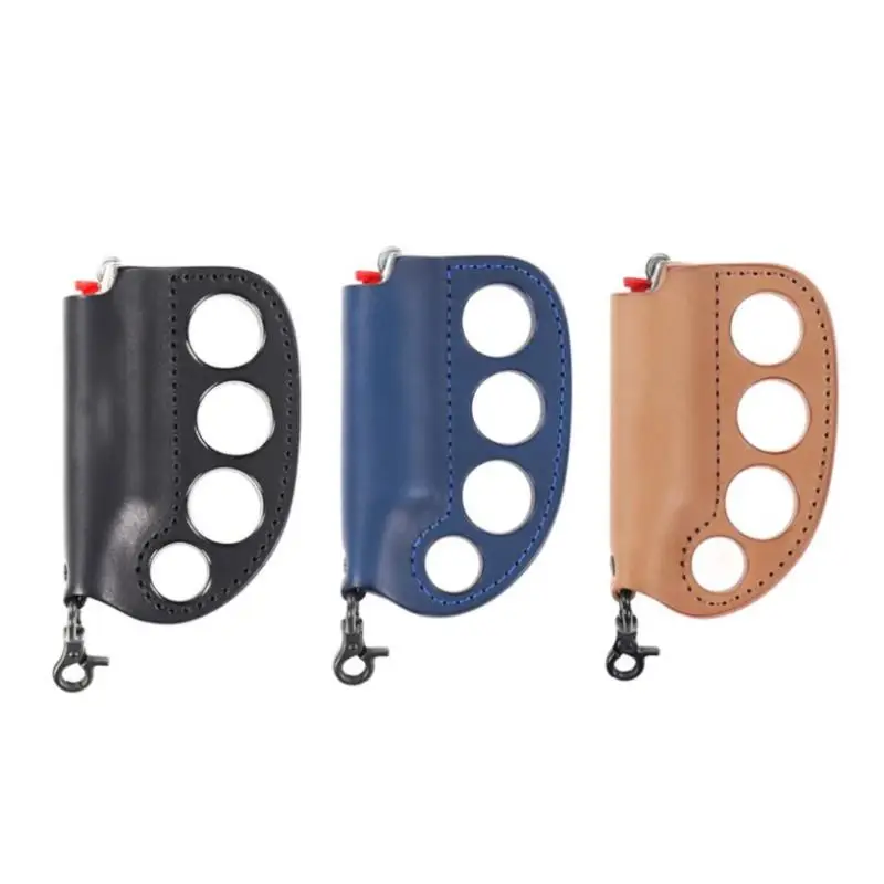 PU/Cowhide Leather Outdoor Camping Self-defense Lighter Storage Leather Case, Portable Multi-purpose Fighting Keychain