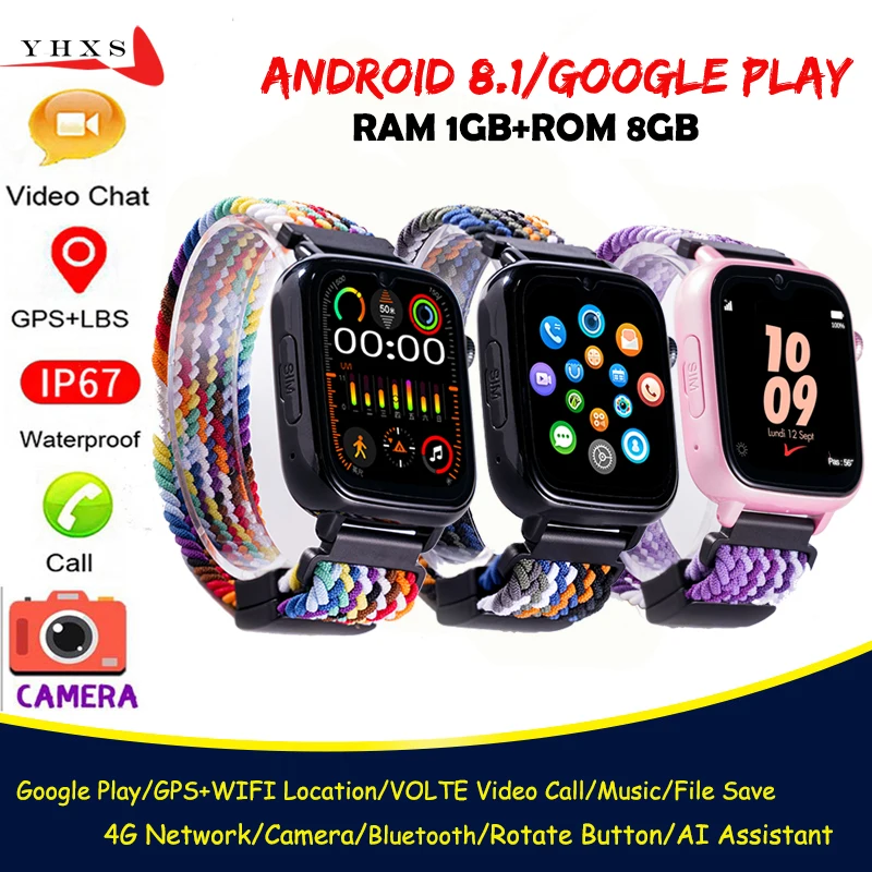 Smart 4G GPS WIFI Trace Location Kids Student Smartwatch Camera Voice Monitor Video SOS Call SMS Android Bluetooth Phone Watch