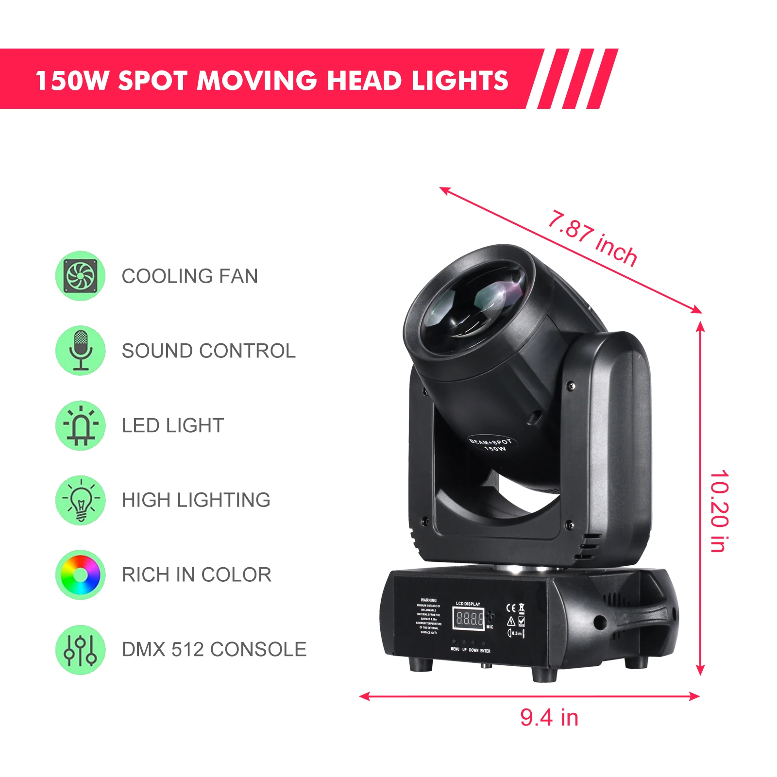150W Moving Head LED Light  Beam+Spot+ Light strip effect 18 Rotating Prisms Dj Dmx512 Club Bar Wash Stage Light