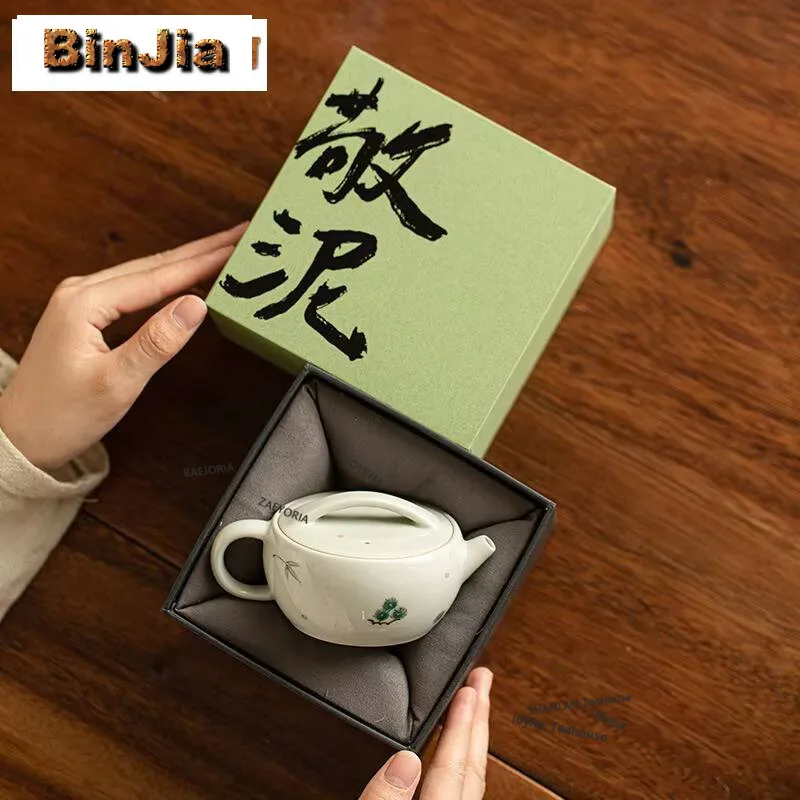 110ml Jingdezhen Plant Ash Hanwa Pot Hand-painted Three Friends Of Winter Teapot With Filter Vintage Pot Tea Maker Kettle Teaset